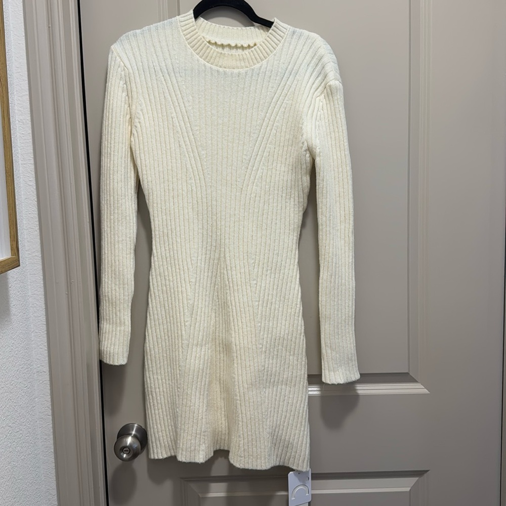 Cream sweater dress